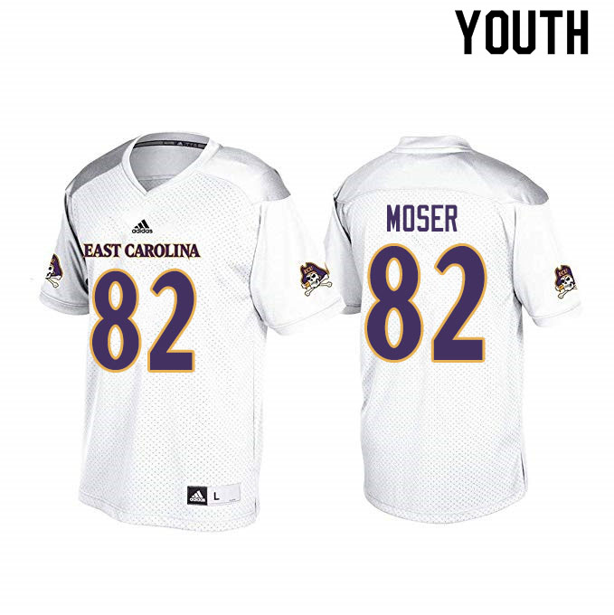 Youth #82 Ford Moser ECU Pirates College Football Jerseys Sale-White